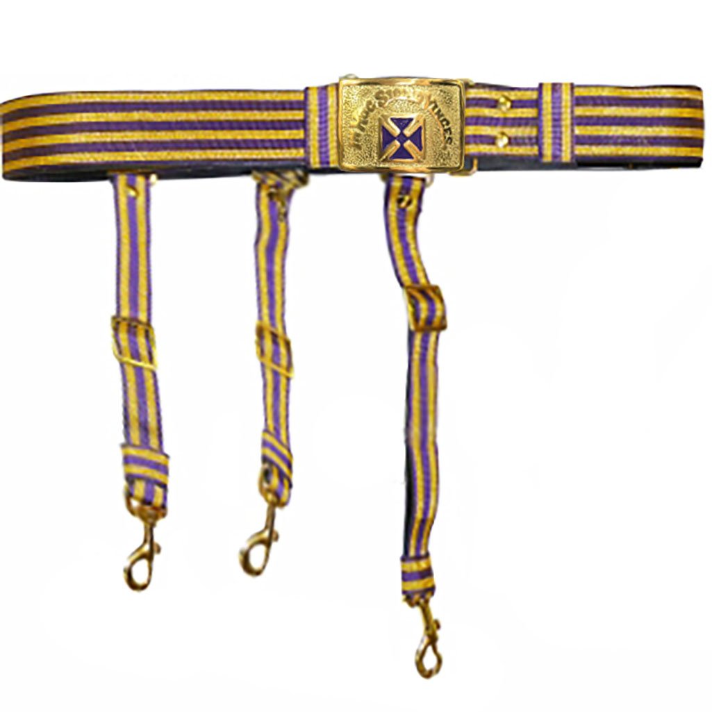 Knights Templar Past Grand Commander Purple & Gold Sword Belt - Purple Cross - Bricks Masons