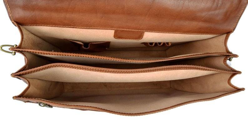 33rd Degree Scottish Rite Briefcase - Wings Down Genuine Brown Leather - Bricks Masons