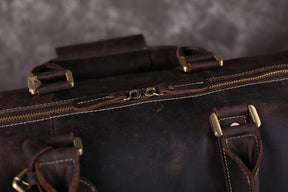 32nd Degree Scottish Rite Travel Bag - Wings Down Genuine Vintage Leather - Bricks Masons