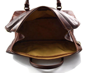 Shriners Travel Bag - Genuine Light Brown Leather - Bricks Masons
