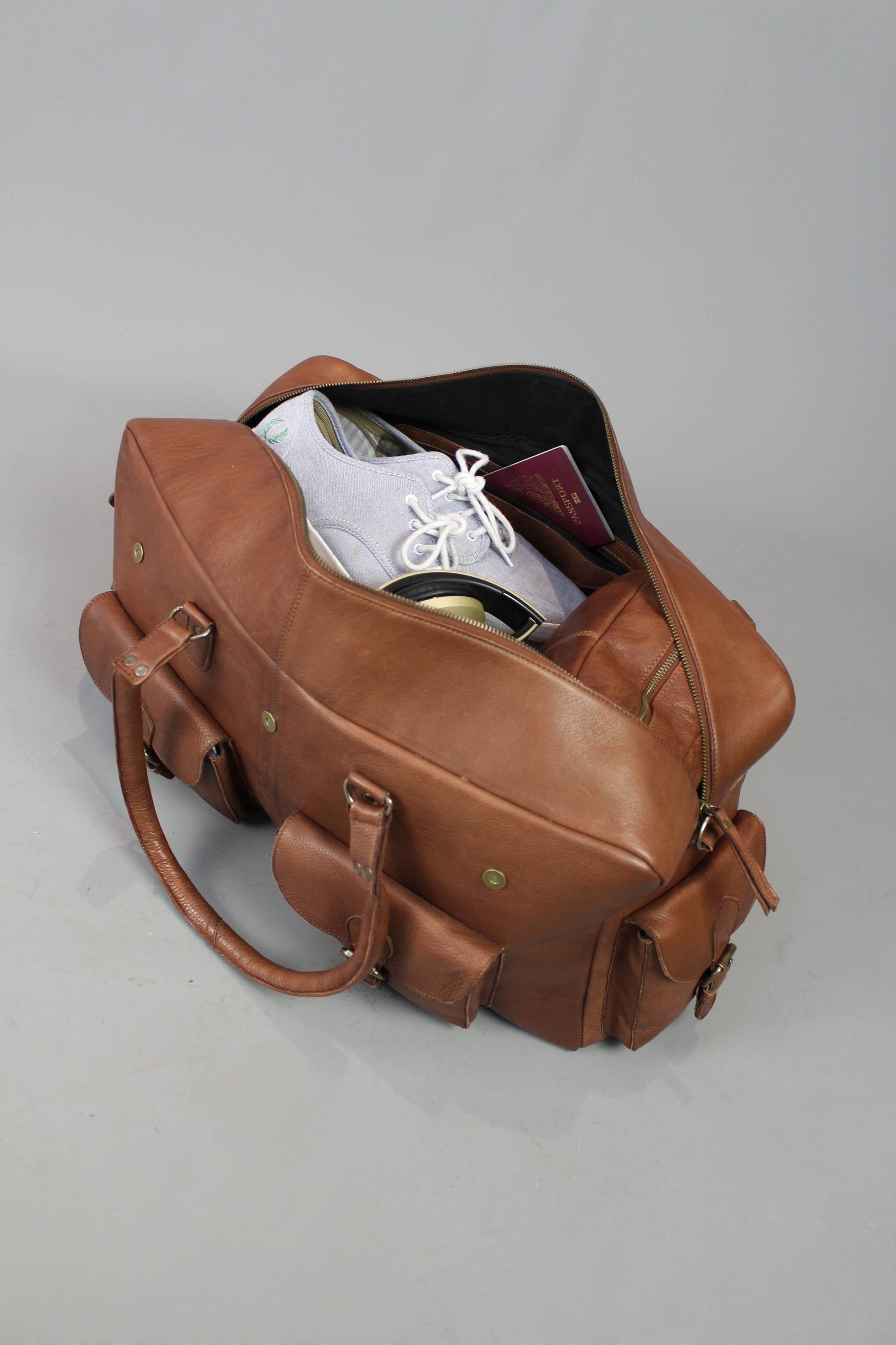 Council Travel Bag - Conker Brown Leather - Bricks Masons