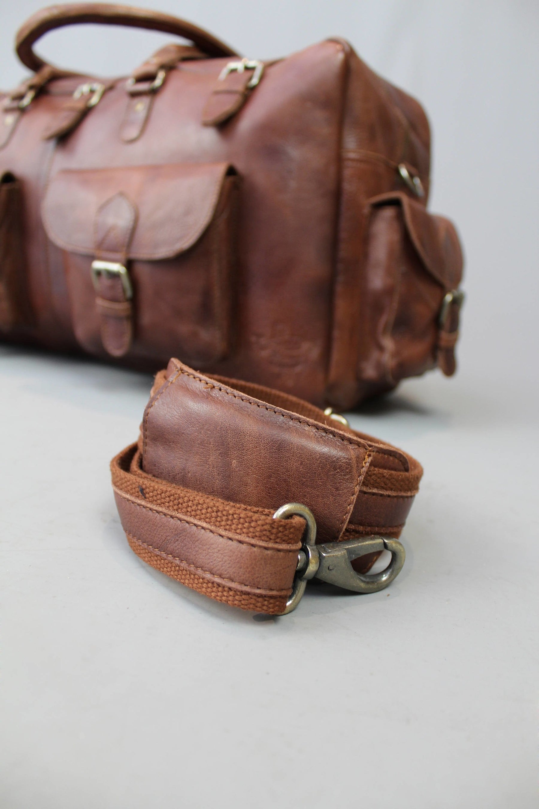 Shriners Travel Bag - Conker Brown Leather - Bricks Masons