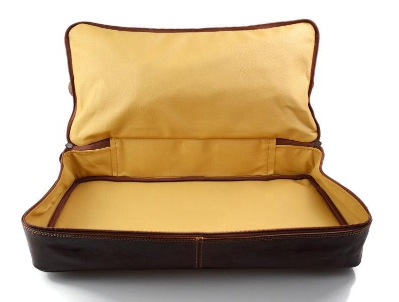 33rd Degree Scottish Rite Travel Bag - Wings Down Genuine Light Brown Leather - Bricks Masons
