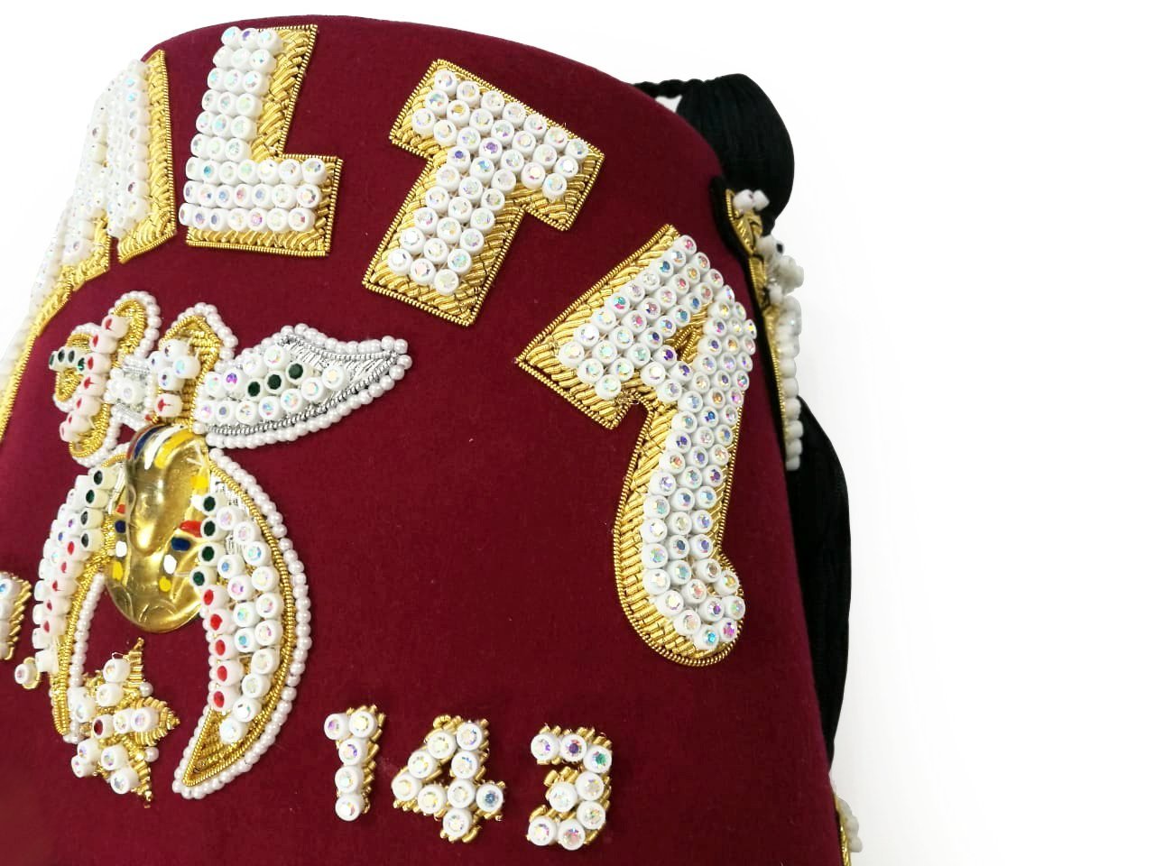 Shriners Fez Hat - Hand Embroidery - Bricks Masons