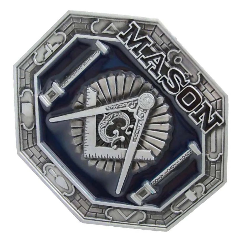 Master Mason Blue Lodge Belt - Square & Compass Lodge Mason Buckle - Bricks Masons