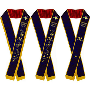 Worthy Matron - Hand Embroidered OES Purple Velvet Sashes - Bricks Masons