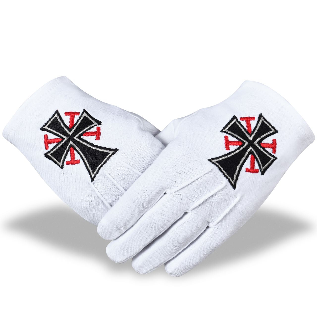 Knights Templar Commandery Gloves - Black Cross - Bricks Masons
