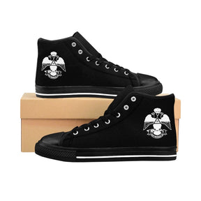 33rd Degree Scottish Rite Sneaker - Wings Down High-top Black & White - Bricks Masons