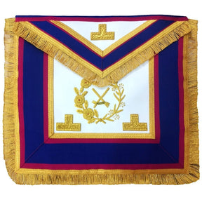 Grand Officers Mark English Regulation Apron - Blue & Pink with Gold Fringe - Bricks Masons
