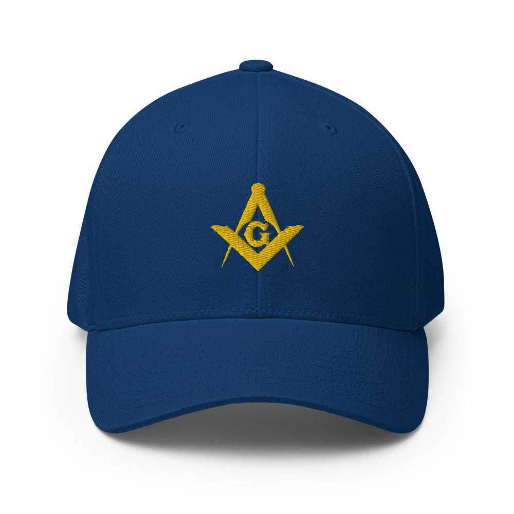 Master Mason Blue Lodge Baseball Cap - Square and Compass G Golden Embroidery - Bricks Masons