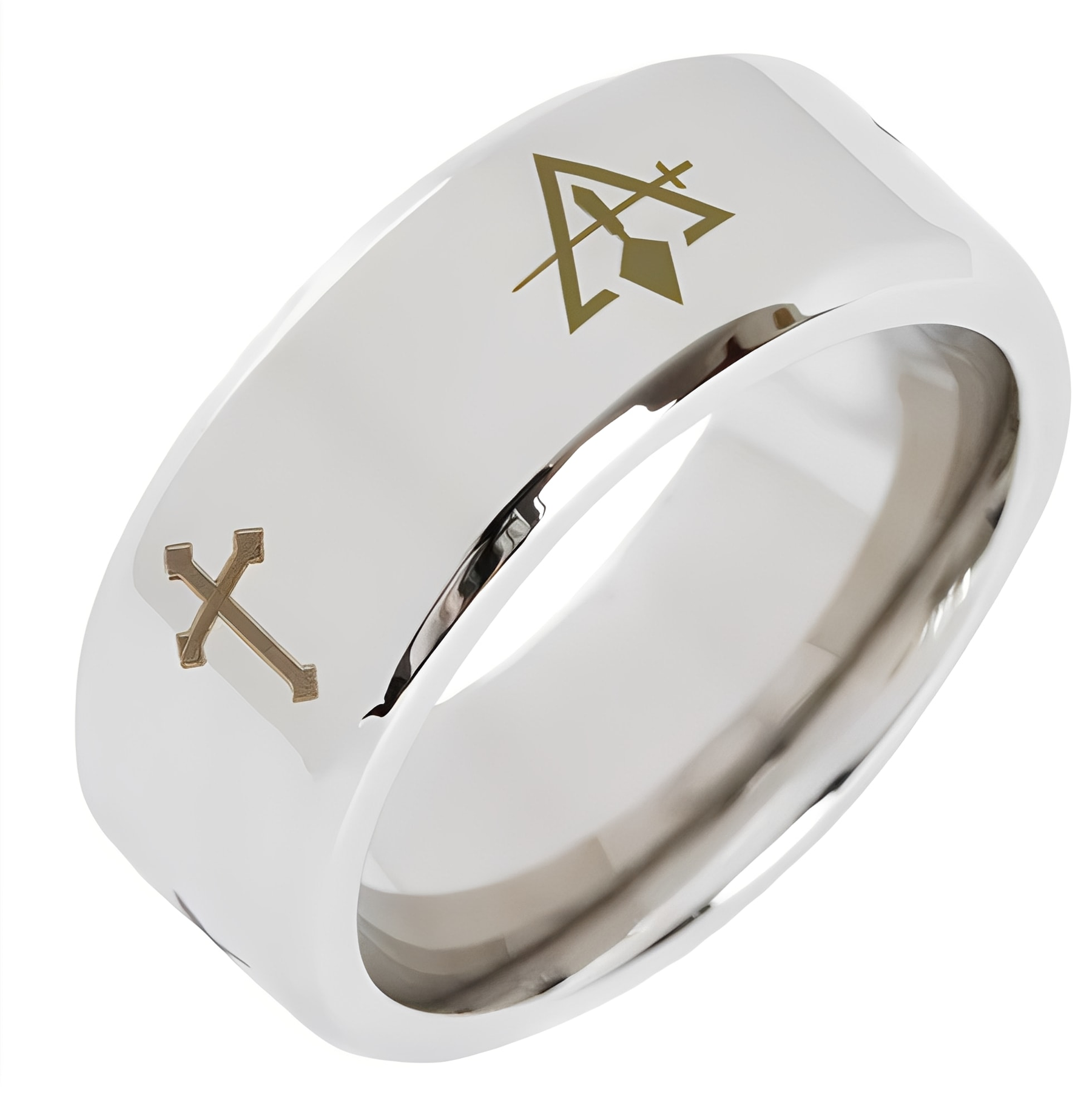 Council Ring - Beveled Silver Cross - Bricks Masons