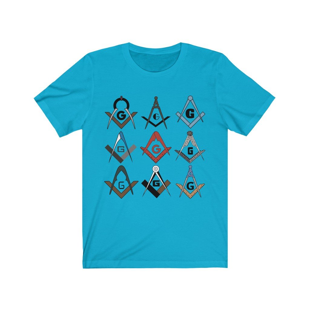 Master Mason Blue Lodge T-Shirt - Square & Compass G 4 Colors - Bricks Masons