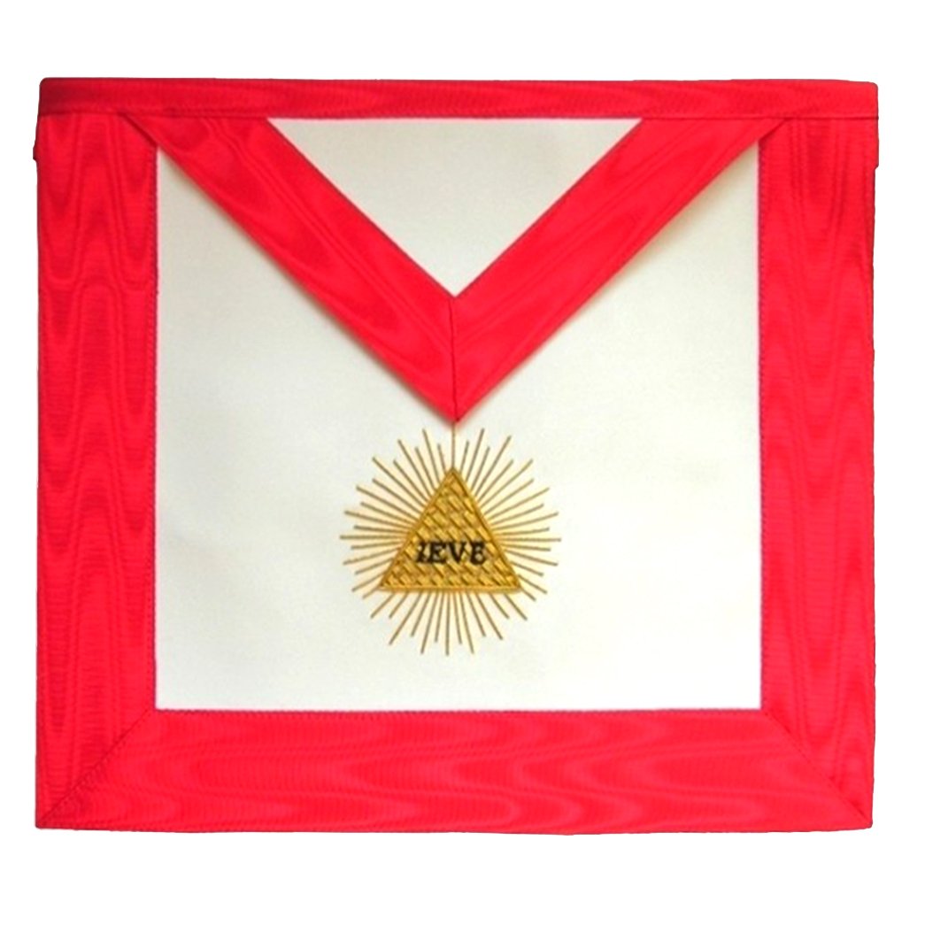 13th Degree Scottish Rite Apron - White & Red Moire - Bricks Masons