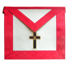 18th Degree Scottish Rite Apron - White & Red Moire - Bricks Masons