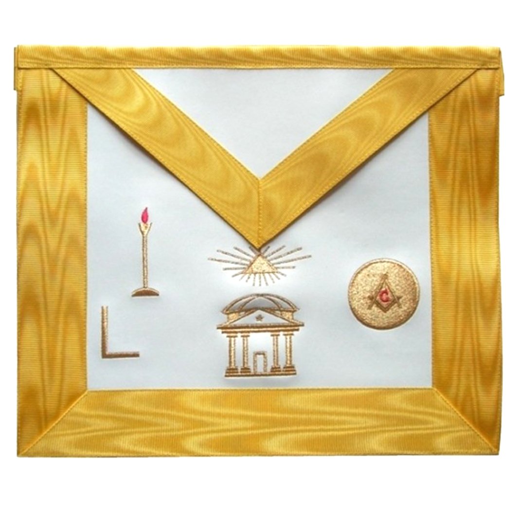 16th Degree Scottish Rite Apron - White & Gold Moire - Bricks Masons