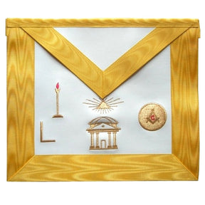 16th Degree Scottish Rite Apron - White & Gold Moire - Bricks Masons