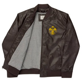 33rd Degree Scottish Rite Jacket - Wings Down Leather Golden Embroidery - Bricks Masons