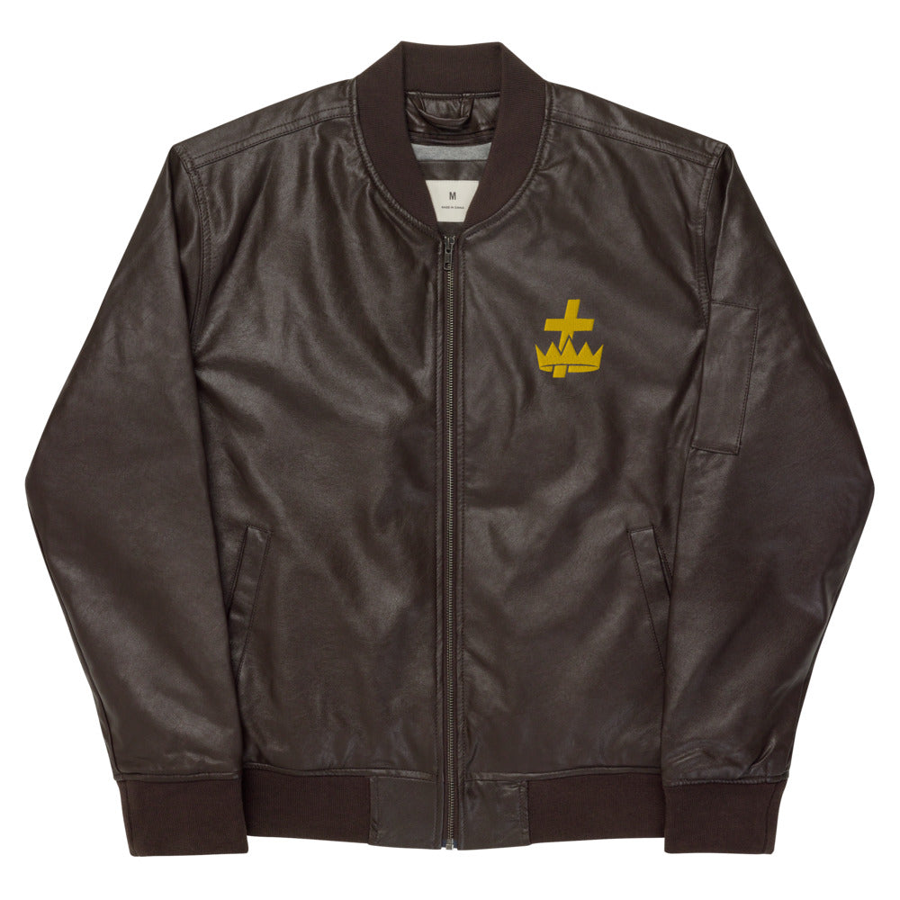 Knights Templar Commandery Jacket - Leather Golden Embroidery - Bricks Masons