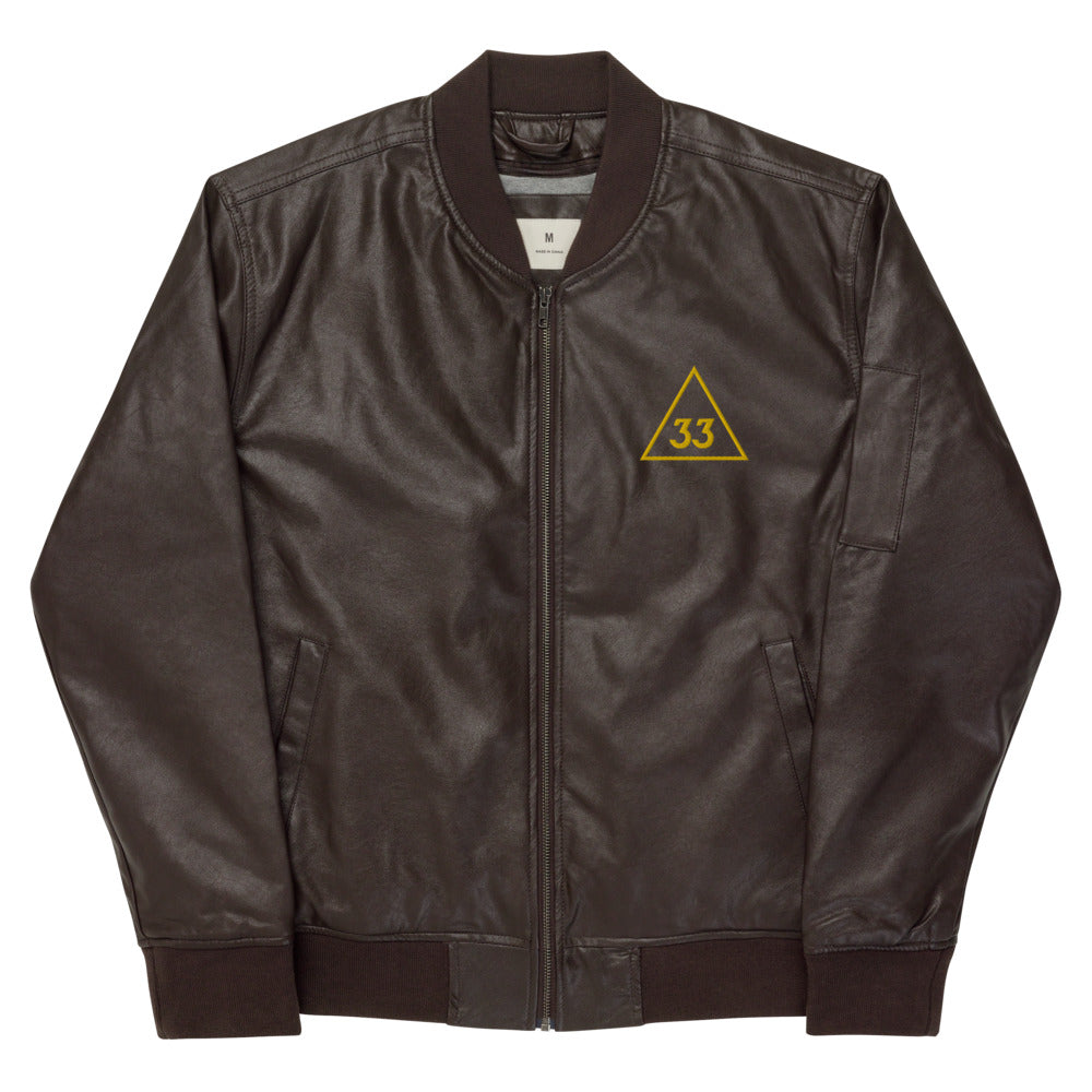 33rd Degree Scottish Rite Jacket - Leather Golden Embroidery - Bricks Masons