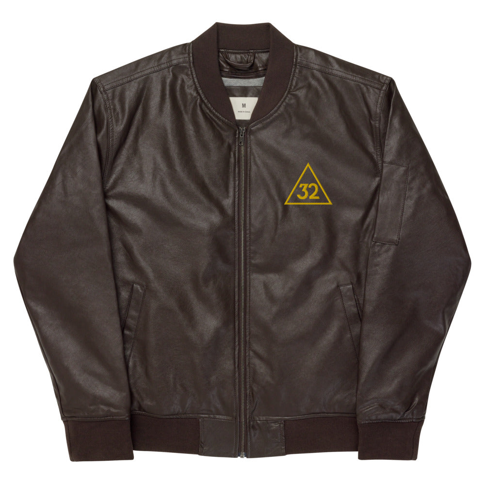 32nd Degree Scottish Rite Jacket - Leather Golden Embroidery - Bricks Masons