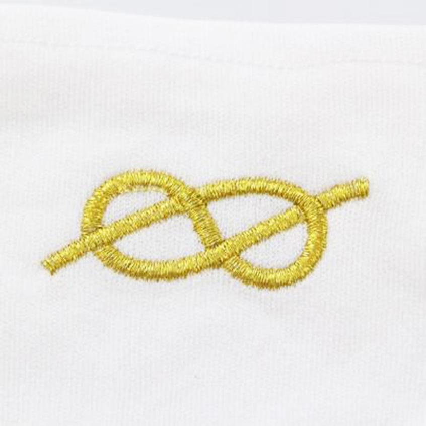 Masonic Glove - White Cotton with Golden Knot Machine Embroidery - Bricks Masons