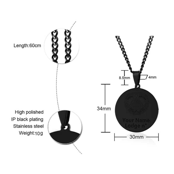 Grand Master Blue Lodge Necklace - Various Stainless Steel Colors - Bricks Masons