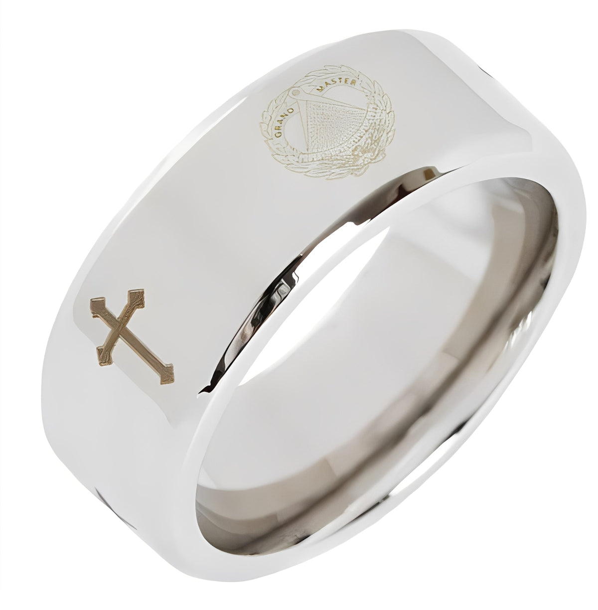 Grand Master Blue Lodge Ring - Beveled Silver Cross - Bricks Masons