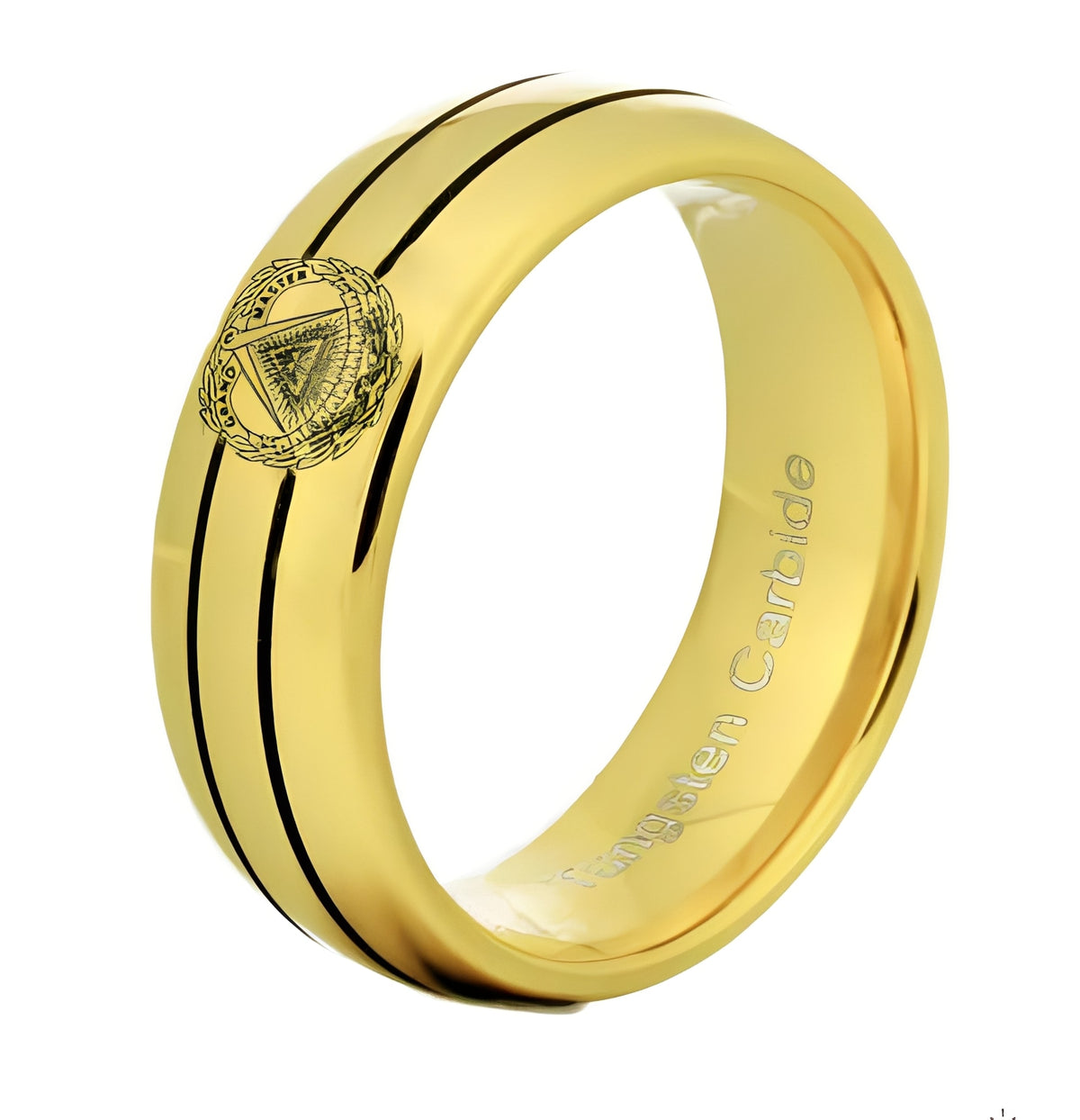 Grand Master Blue Lodge Ring - Gold Rounded Tungsten - Bricks Masons