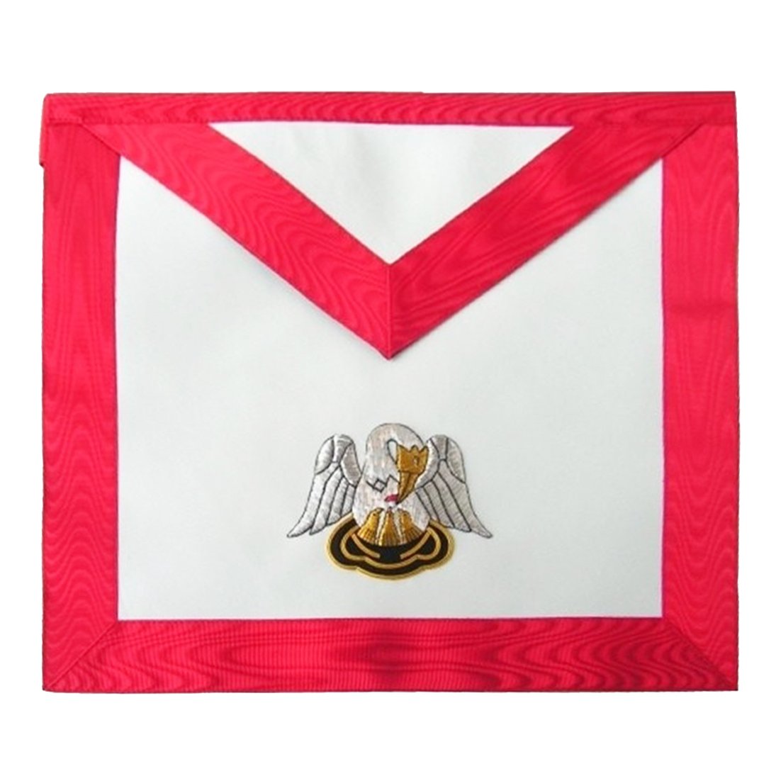 18th Degree Scottish Rite Apron - White & Red Moire Pelican - Bricks Masons