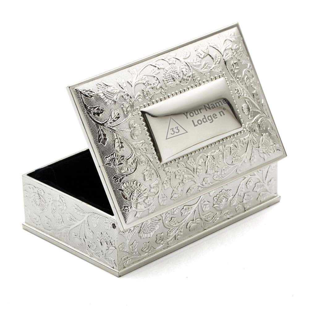 33rd Degree Scottish Rite Jewelry Box - Black Velvet Lining - Bricks Masons
