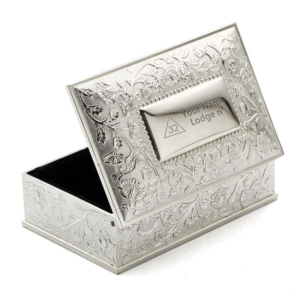 32nd Degree Scottish Rite Jewelry Box - Black Velvet Lining - Bricks Masons
