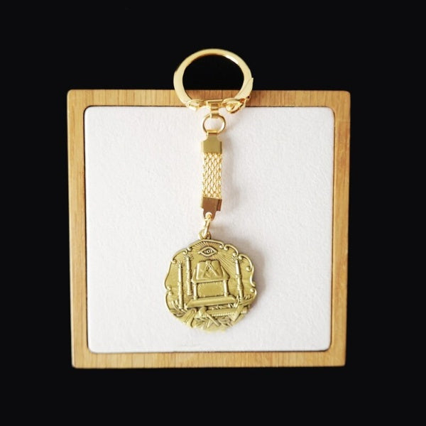 Master Mason Blue Lodge Keychain - Zinc Alloy Gold Plated - Bricks Masons