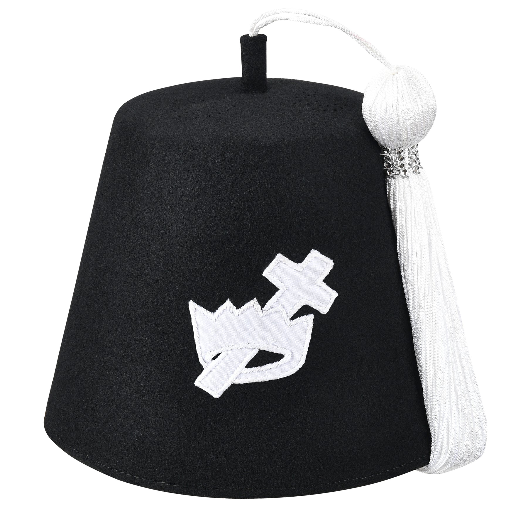 Knights Templar Fez Hat - Black Wool (Rhinestones option) - Bricks Masons