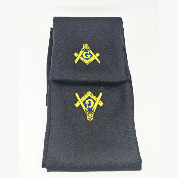 Master Mason Blue Lodge Scarf - Embroidery Cashmere (Black/Red/White) - Bricks Masons
