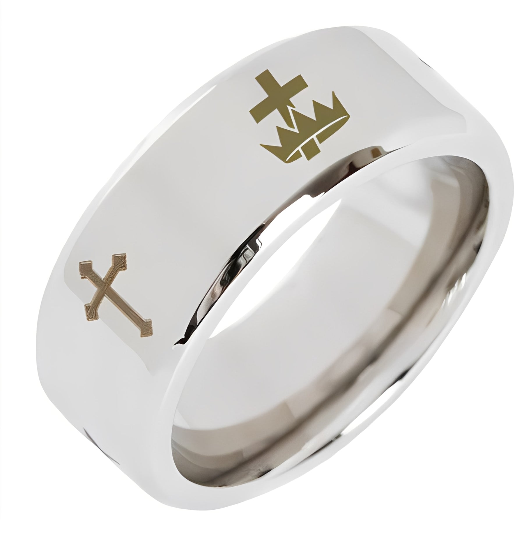 Knights Templar Commandery Ring - Beveled Silver Cross - Bricks Masons