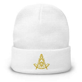 Past Master Blue Lodge California Regulation Beanie - Golden Embroidery - Bricks Masons