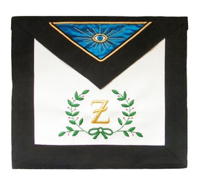 4th Degree Scottish Rite Apron - White, Royal Blue with Black Moire - Bricks Masons