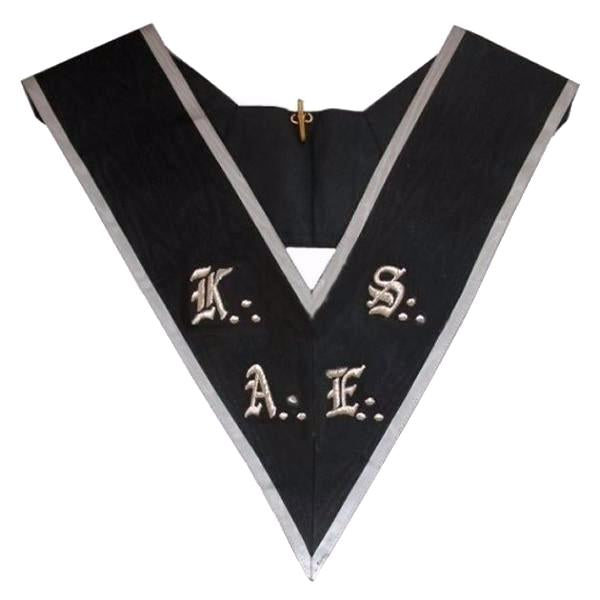 30th Degree Scottish Rite Collar - AKAES Black Moire with Grey Borders - Bricks Masons