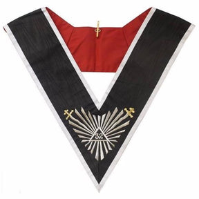 32nd Degree Scottish Rite Collar - Black Moire Ribbon with White Borders - Bricks Masons