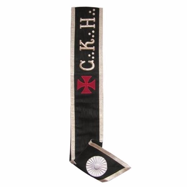 30th Degree Scottish Rite Collar -  Templar Cross Black Moire - Bricks Masons