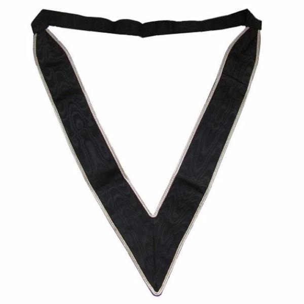 30th Degree Scottish Rite Collarette - Black with Silver Edges Moire - Bricks Masons