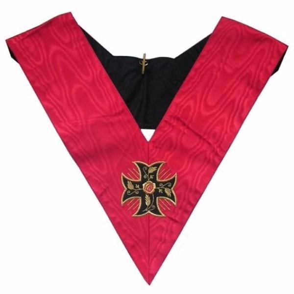 18th Degree Scottish Rite Collar - Pink Moire Inward-Patted Templar Cross - Bricks Masons