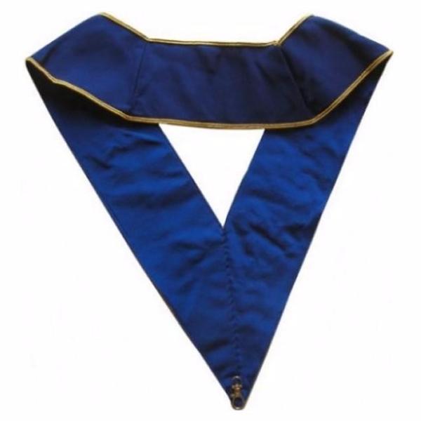 Thrice Powerful Master Scottish Rite Collar - Blue Moire Hand Embroidery - Bricks Masons