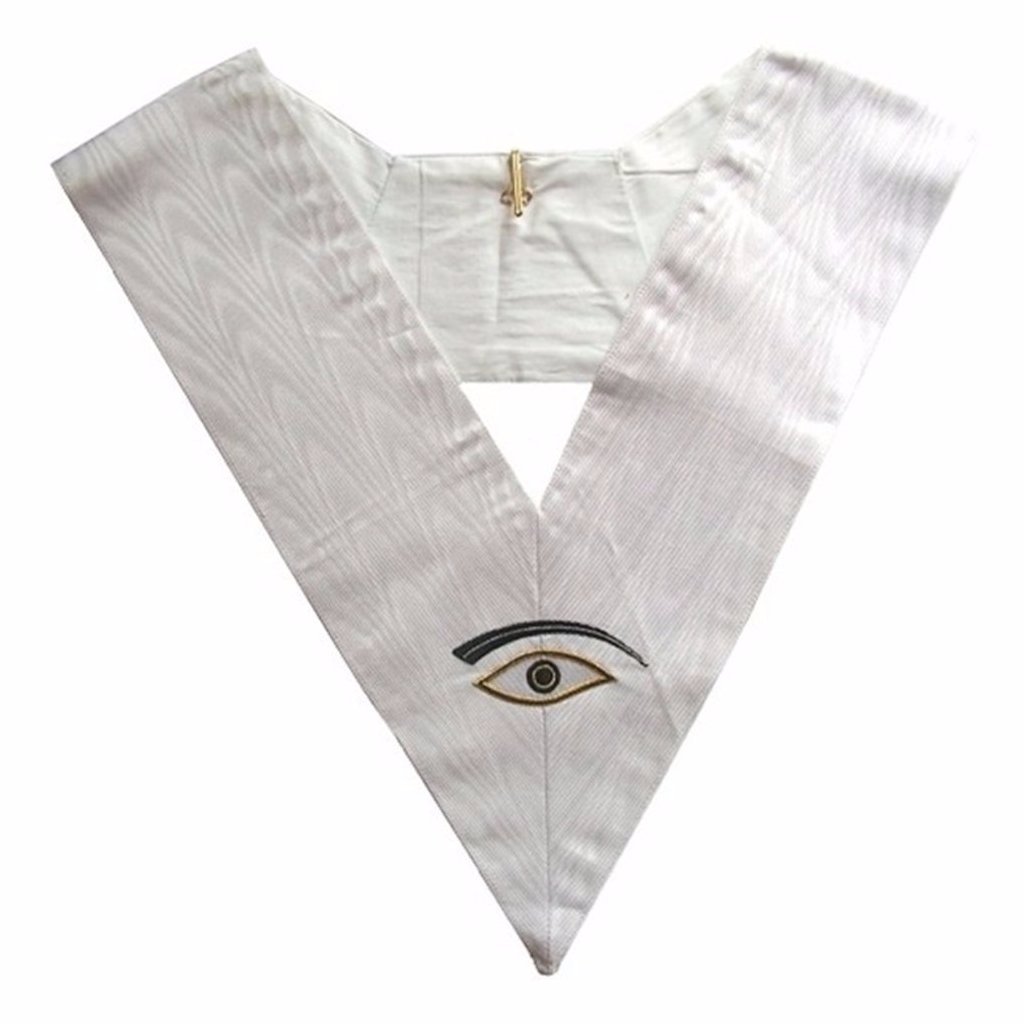 28th Degree Scottish Rite Collar -  All White Moire - Bricks Masons