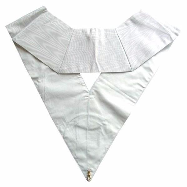 28th Degree Scottish Rite Collar - All White Moire with Eye & Rays - Bricks Masons