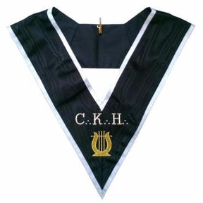 Grand Organiste 30th Degree French Collar - Black Moire with White Borders - Bricks Masons