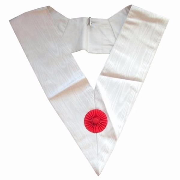Deputy Scottish Rite French Collar - White Moire with Red Rosette - Bricks Masons