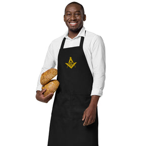 Master Mason Bllue Lodge Kitchen Apron - Square and Compass G Embroidery - Bricks Masons