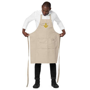 Master Mason Bllue Lodge Kitchen Apron - Square and Compass G Embroidery - Bricks Masons