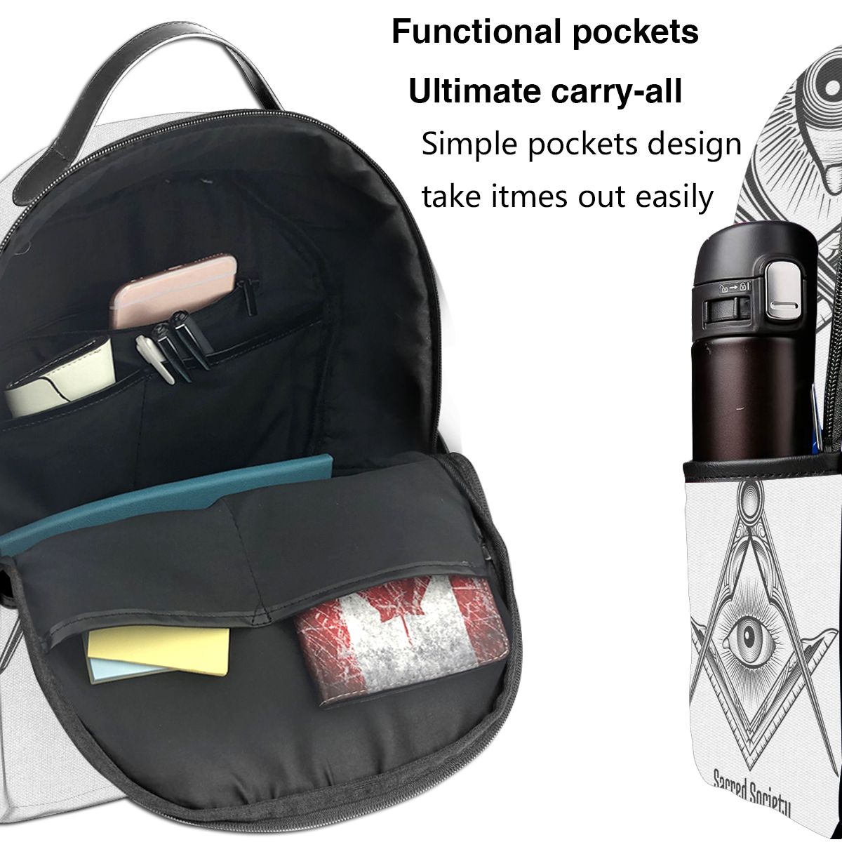 compass white leather backpack Master Mason Blue Lodge Backpack
